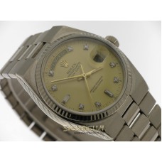 Rolex DayDate Oysterquartz White gold 18kt Ivory/champagne diamond dial ref. 19019 full set